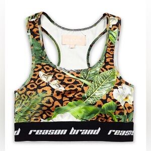 Reason Floral Leopard Print Sports Bra- NWT